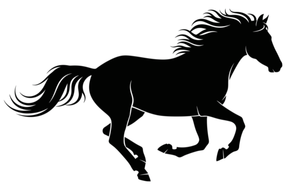Download A Black Silhouette of a Galloping Horse - Black silhouette Collection