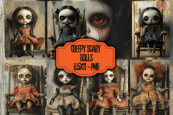 Download Creepy Spooky Doll Digital Papers - Spooky doll Collection