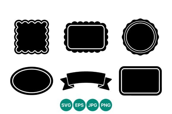 Download Black Silhouette Label Shapes and Ribbon - Premium Bundle