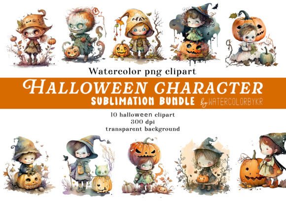 Download Watercolor Halloween Character Bundle - Premium Resources